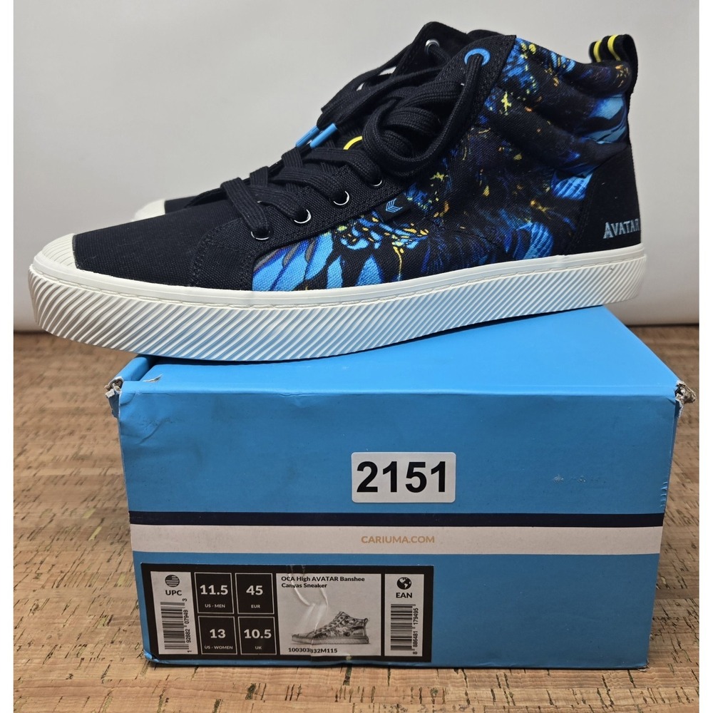 Cariuma OCA High Avatar Banshee Shoes Womens 13 Mens 11.5  Black Canvas Sneakers